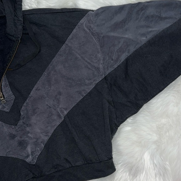 PINK black Slouchy Sport cropped Quarter zip pullover hoodie Extra Small XS - Picture 3 of 12